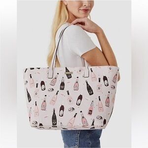 Kate Spade Pink Wine Bottle Tote Bag NWT purse large